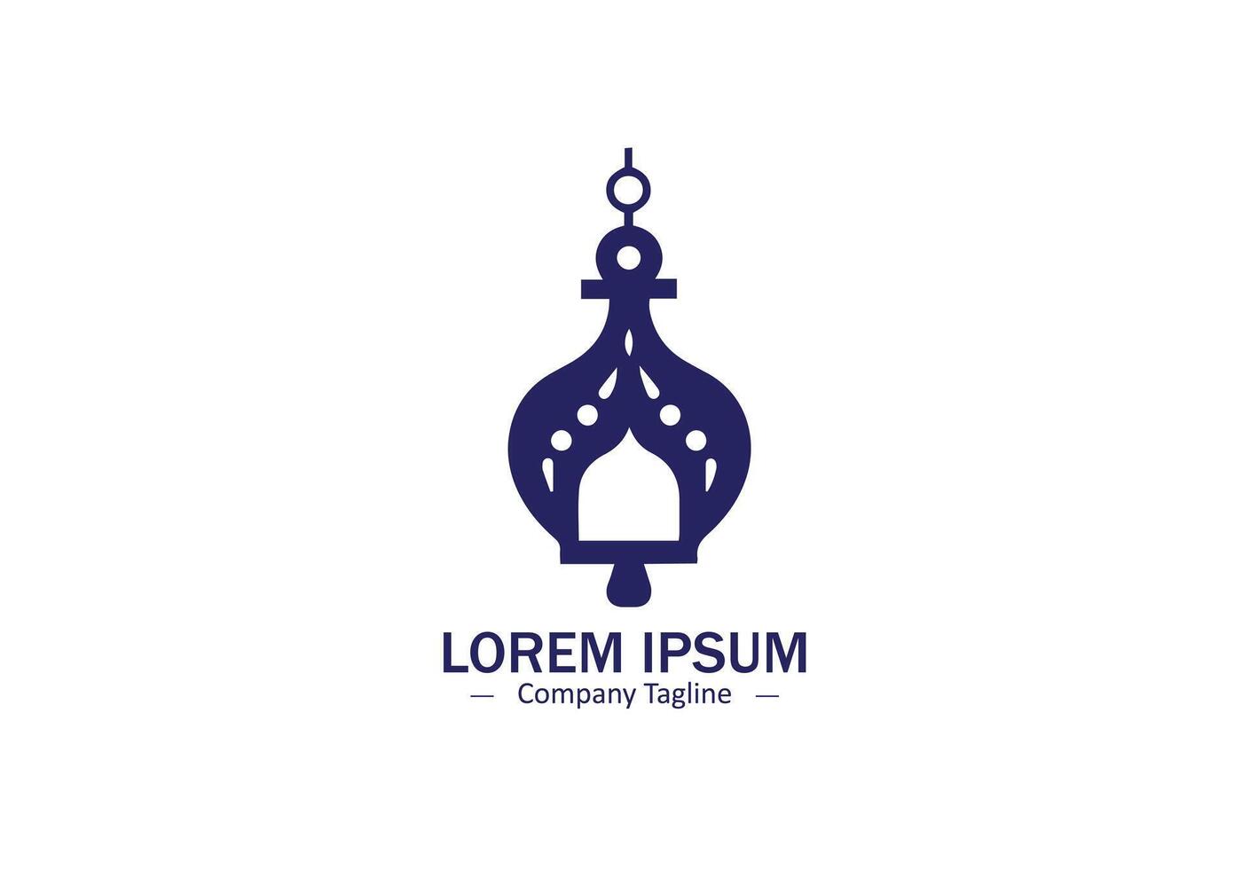 Islamic lantern emblem illustration, ramadan lamp logo icon blue silhouette vector