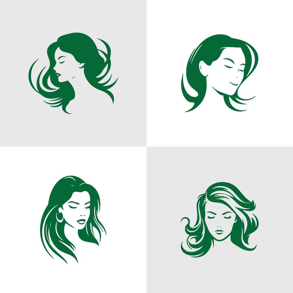 Set of Women silhouettes. Suitable for logo, emblem, pattern, typography etc. Isolated on white background. illustration vector