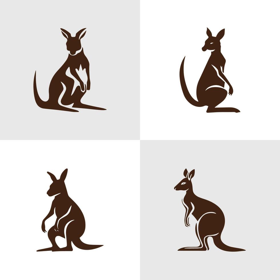 Set of Abstract Kangaroo silhouette logo icons, with a white background for your company, the kangaroo logo design ideas vector