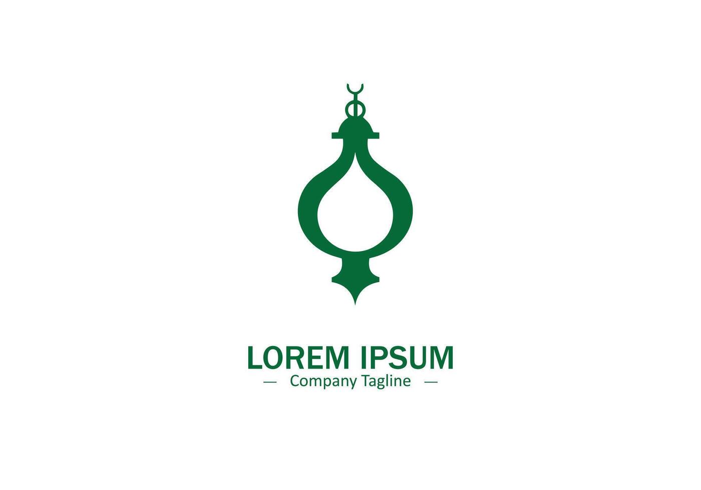 Islamic lantern green icon on white background vector