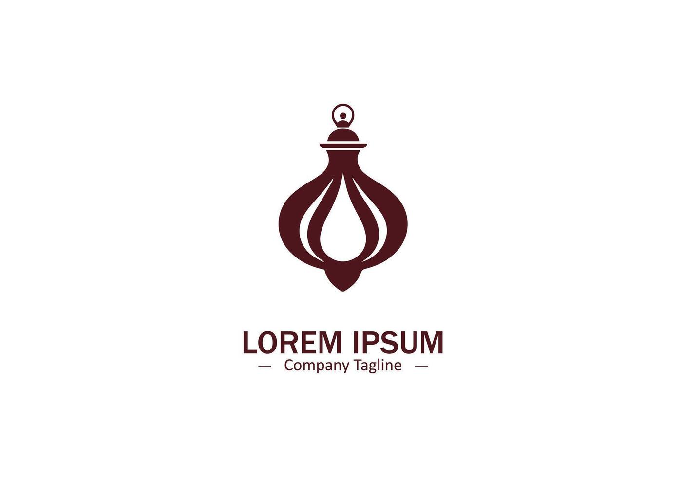 Islamic lantern lamp logo brown icon on white background vector