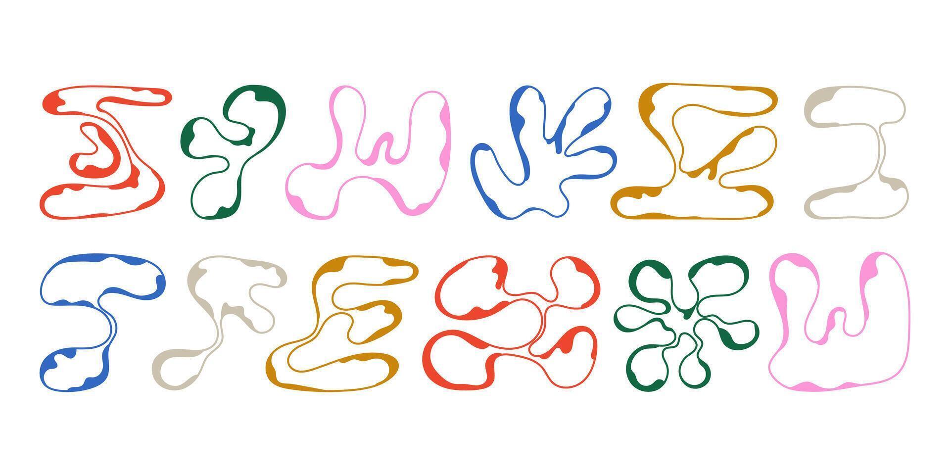 Abstract geometric shapes. Modern line memphis graphic elements. Decorative background with minimal lines and halftone figures. vector