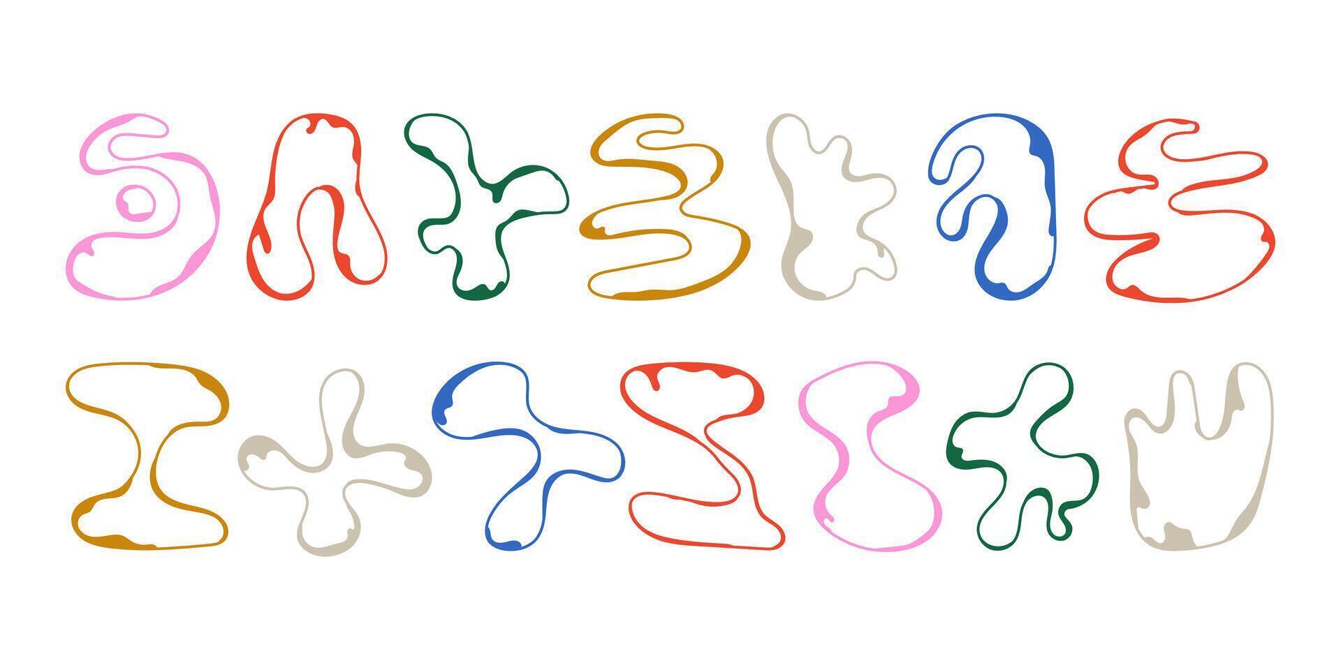 graphic assets set in acid style, retro futuristic background with wireframe elements of different forms, bold modern shapes for design template, poster, clothes, stickers in Y2k style set 2 vector