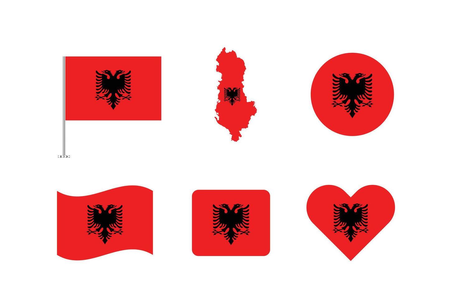Albania flag. Set of Albania Flags Collection. vector