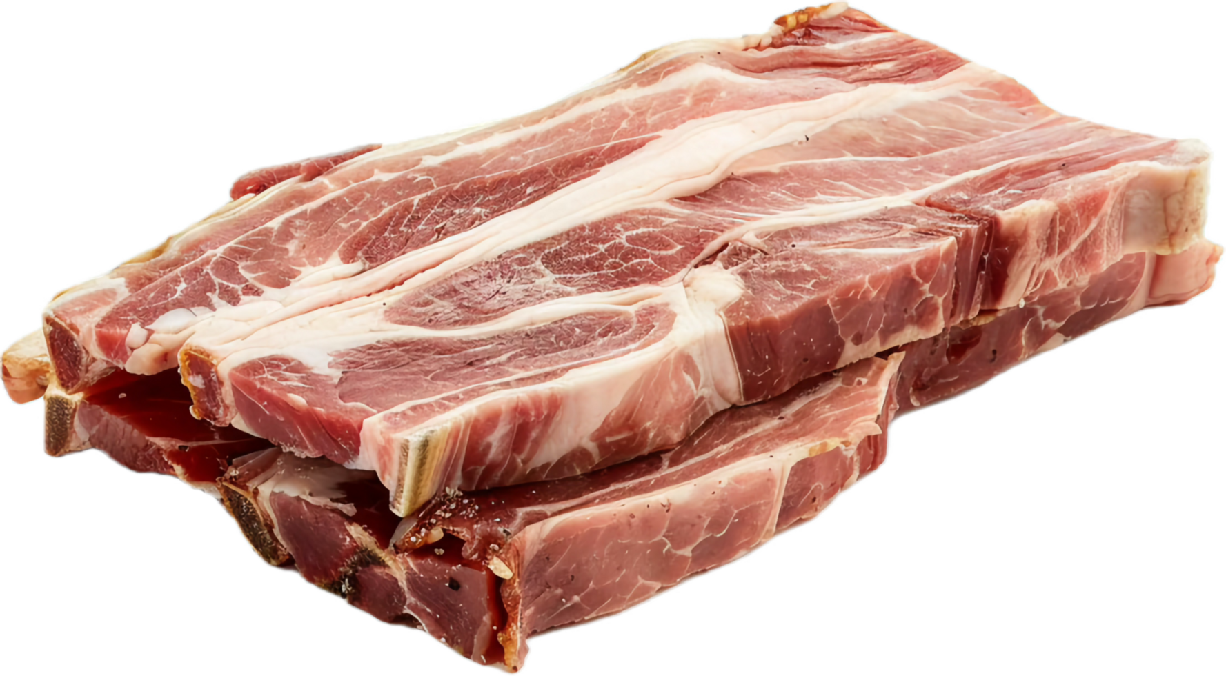 Fresh Slices of Raw Beef Short Ribs. png
