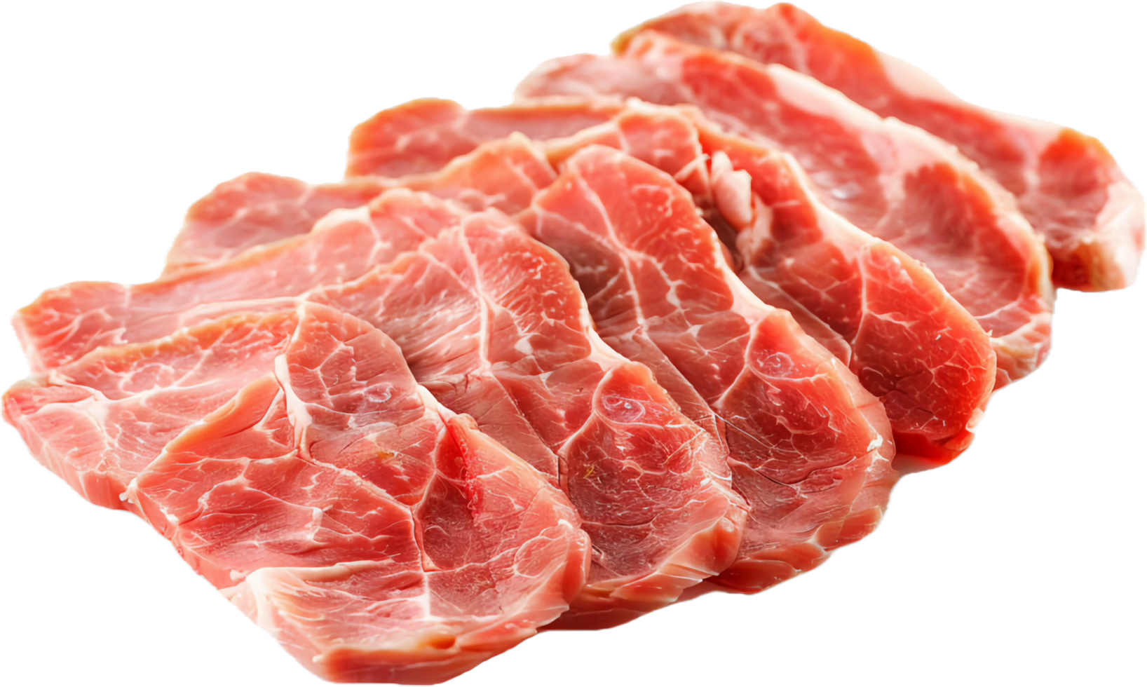 Raw Sliced Pork Neck Cuts. png