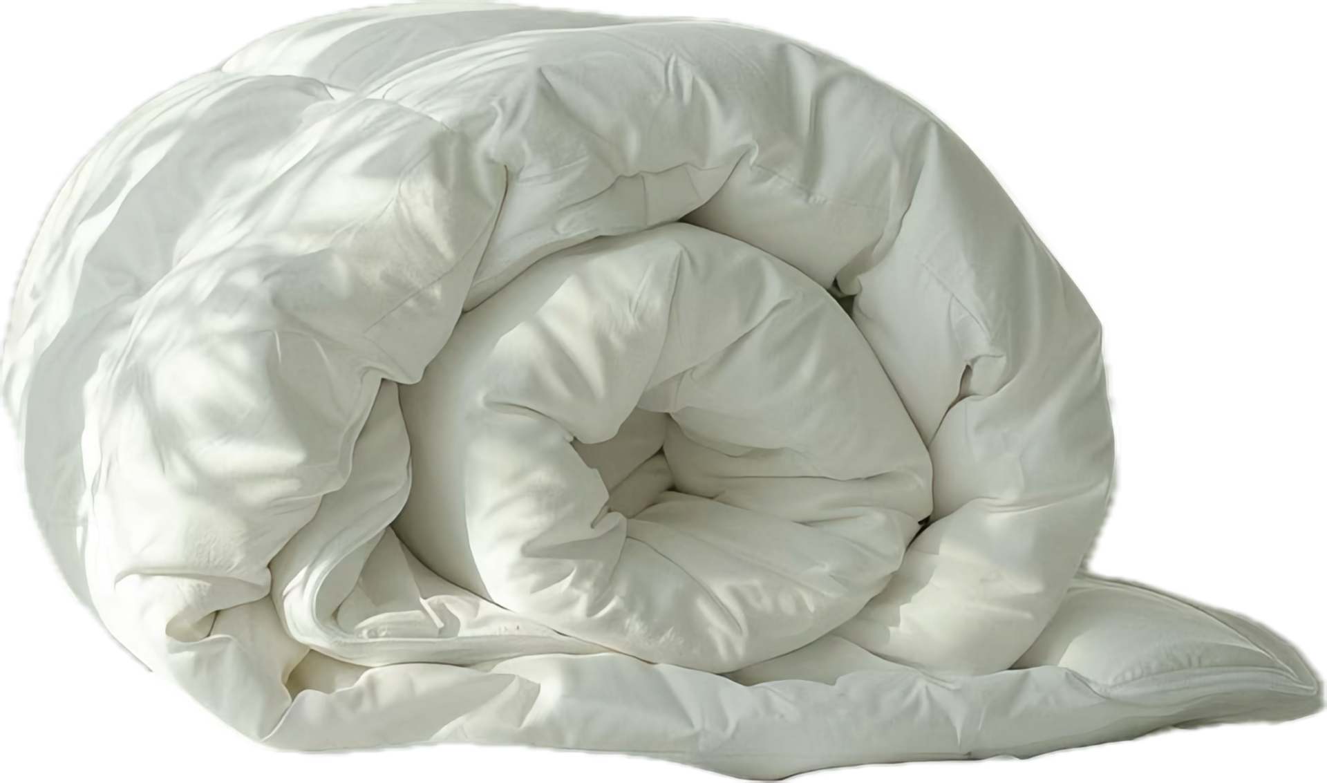 Rolled Up White Comforter for Bedding. 46543291 PNG