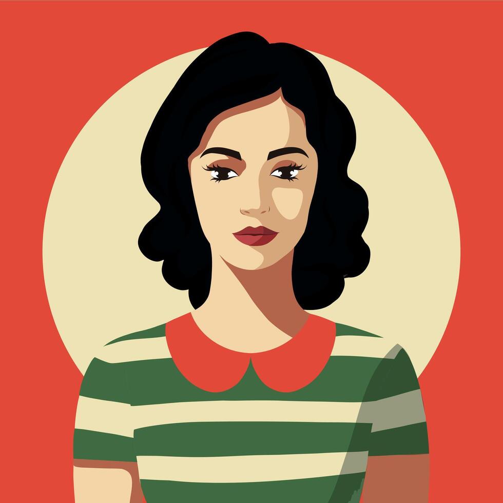 Social media girl avatar icon. Asian culture. Portrait of a young woman. Flat graphic illustration vector