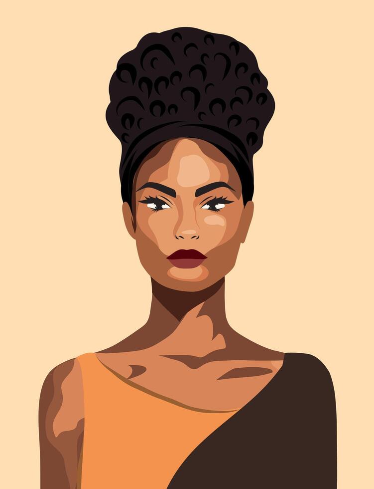 avatar icon African American afro with curly hair social network avatar. Activist. feminism. Portrait. flat illustration. Simple style vector