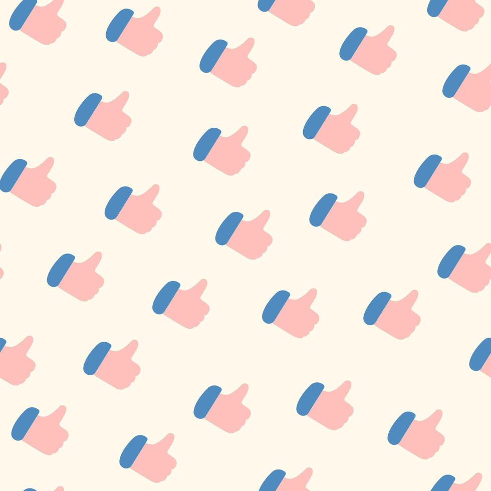 Hold ok hand comic emoji seamless pattern. Chat emoticon icon background 2d cartoon. Stylish hands vector
