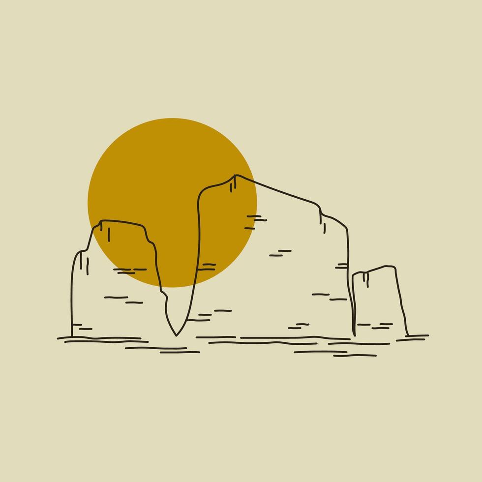 Grand Canyon National Park in Arizona square illustration. The Great American Desert sketch logo. vector
