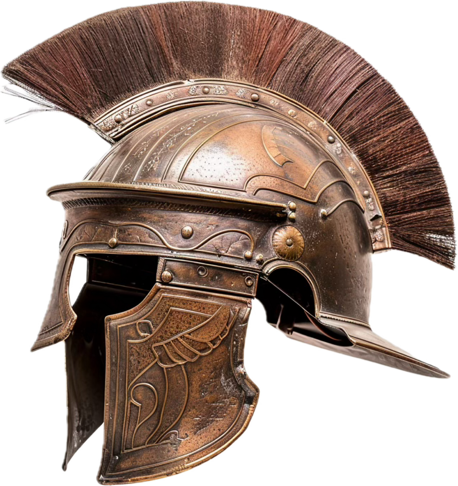 Ancient Roman Helmet with Red Plume. png