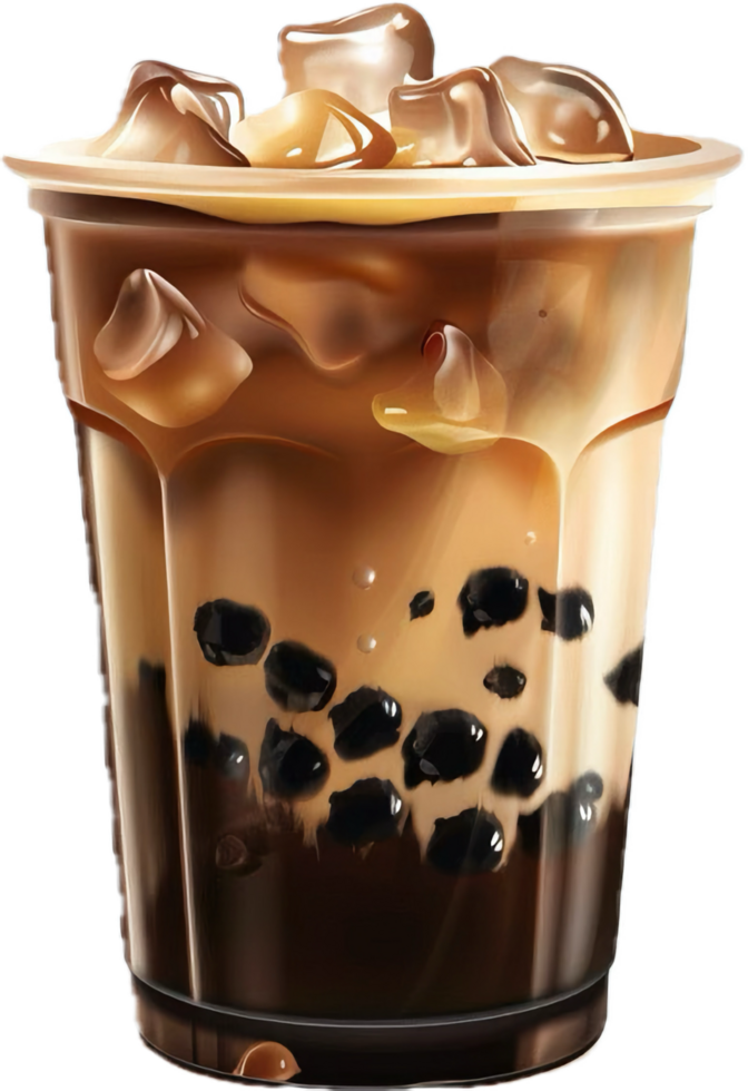 Iced Bubble Tea with Tapioca Pearls. png