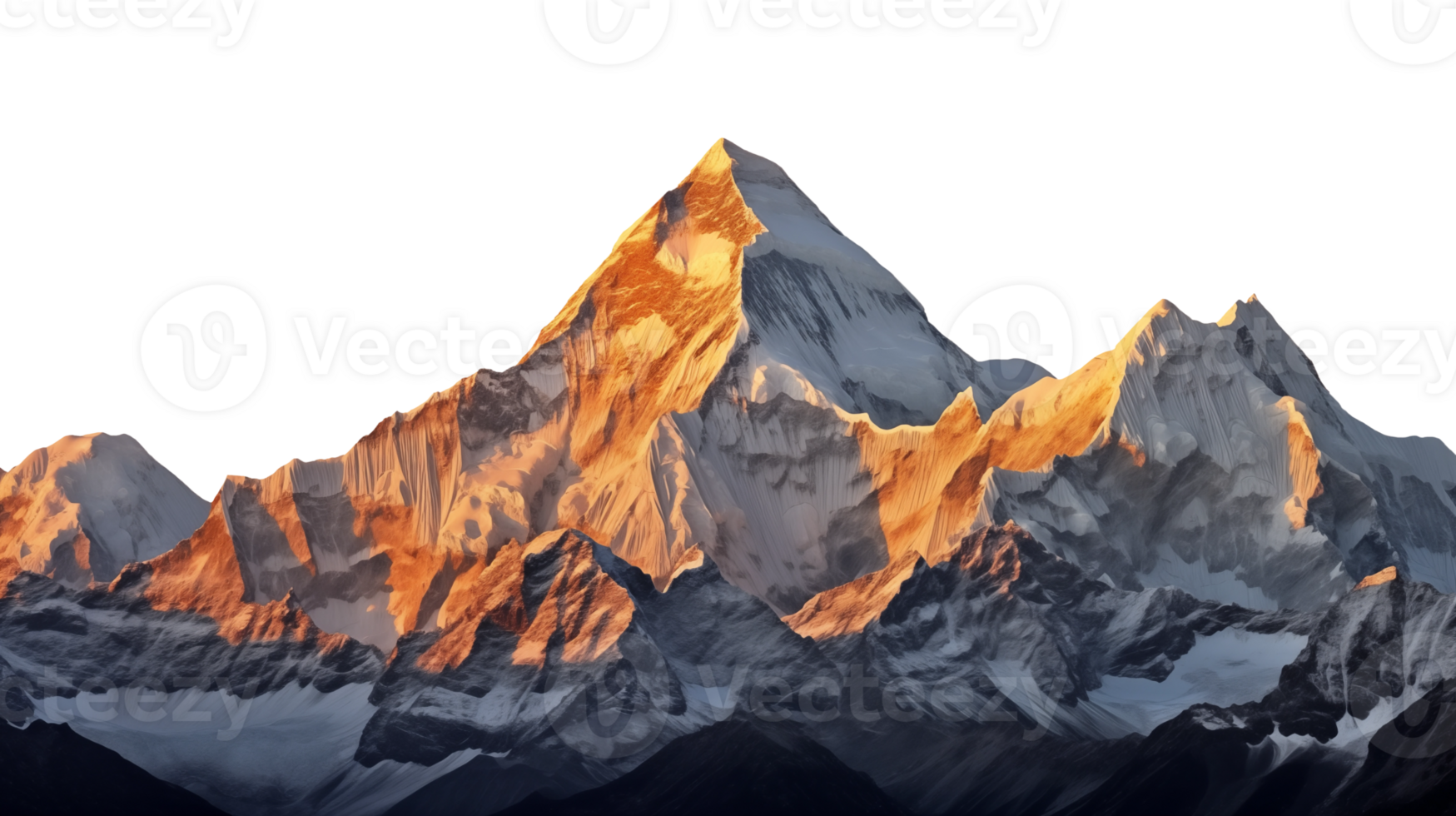 Mountain covered by snow on transparent background png