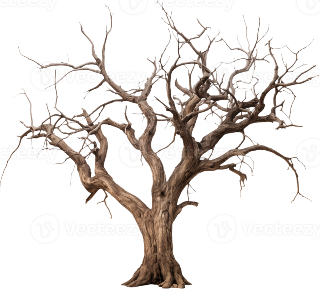 Dead tree with branches and twisted trunk png