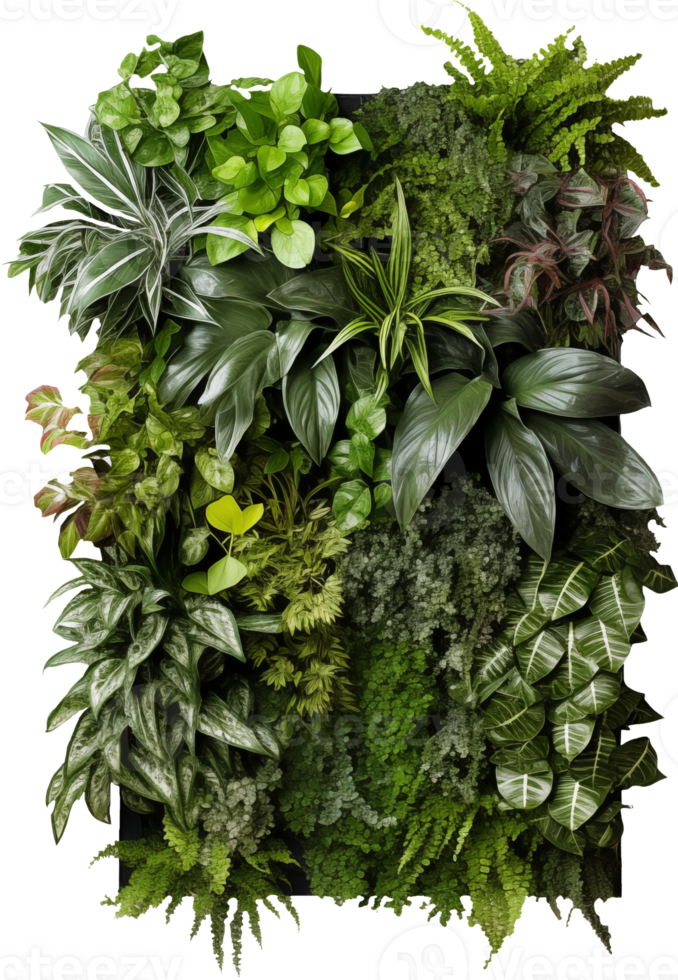 Vertical green garden wall tropical plant png