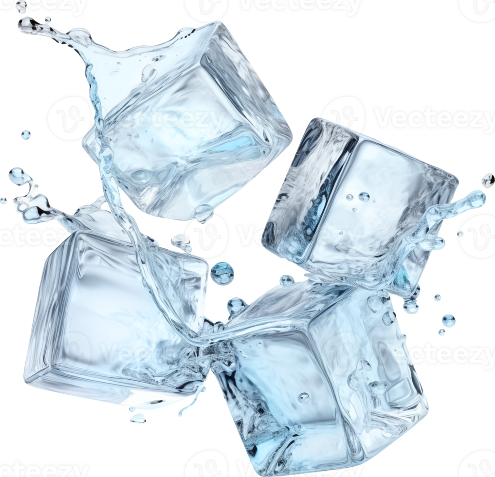 Flying ice cube on transparent background png