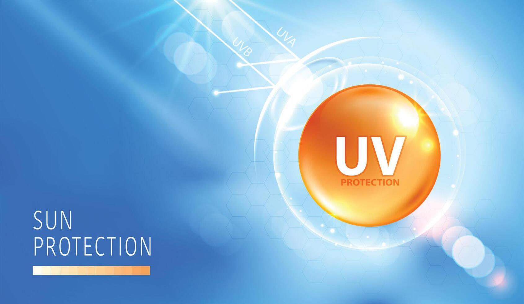 Protected shield from the sun's rays. degrees of protection against UV rays. UV protection your skin ultraviolet sunblock lotion. UV reflection skin after. cosmetic products design. design. vector