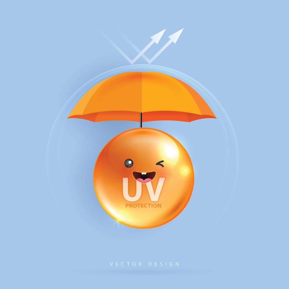Protected shield from the sun's rays. degrees of protection against UV rays. UV protection your skin ultraviolet sunblock lotion. UV reflection skin after. cosmetic products design. design. vector