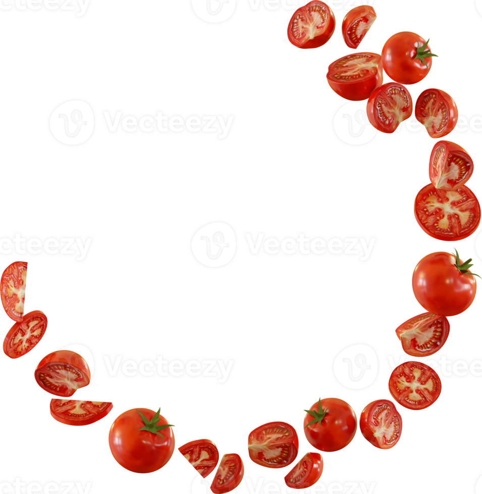 floating red tomato in the air png