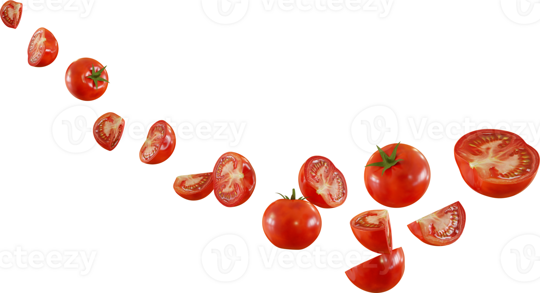 floating red tomato in the air png