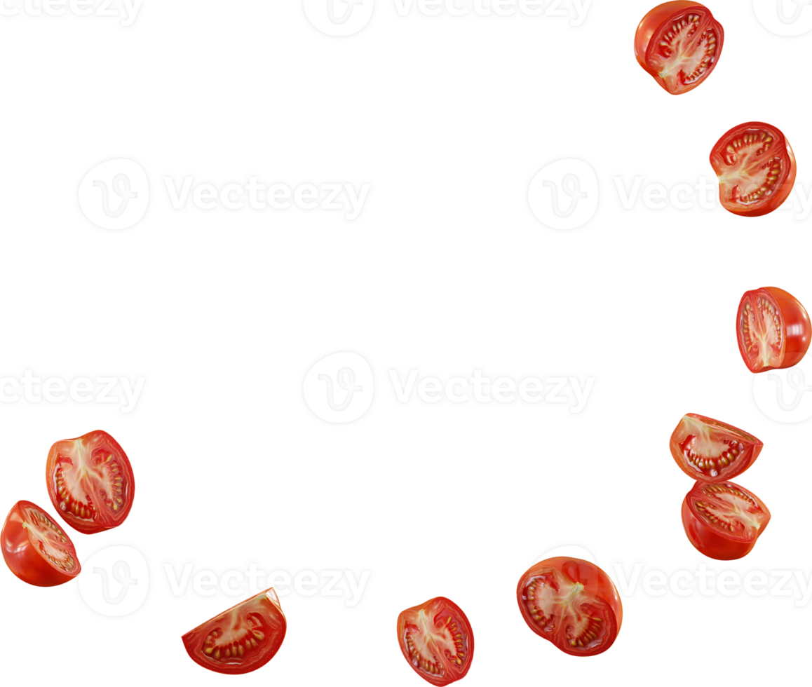 floating red tomato in the air png
