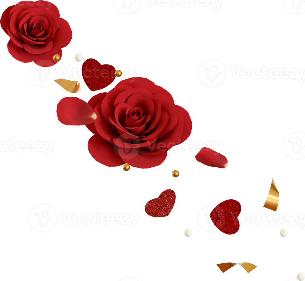 falling red rose flower png