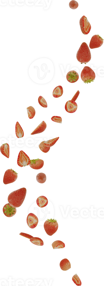 flying slices strawberry fruit png