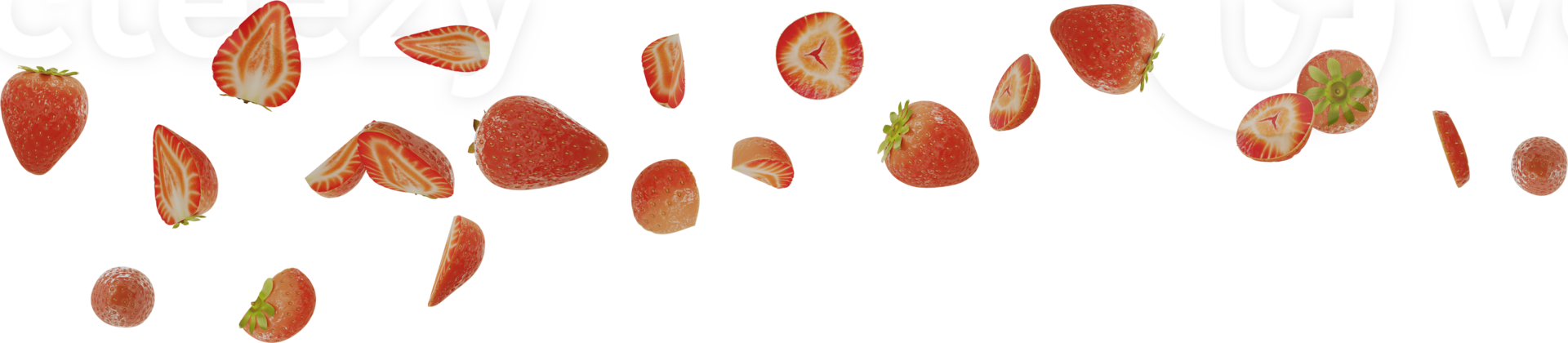 flying slices strawberry fruit png