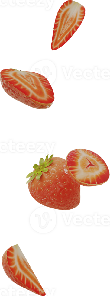 falling pieces of strawberry in the air png