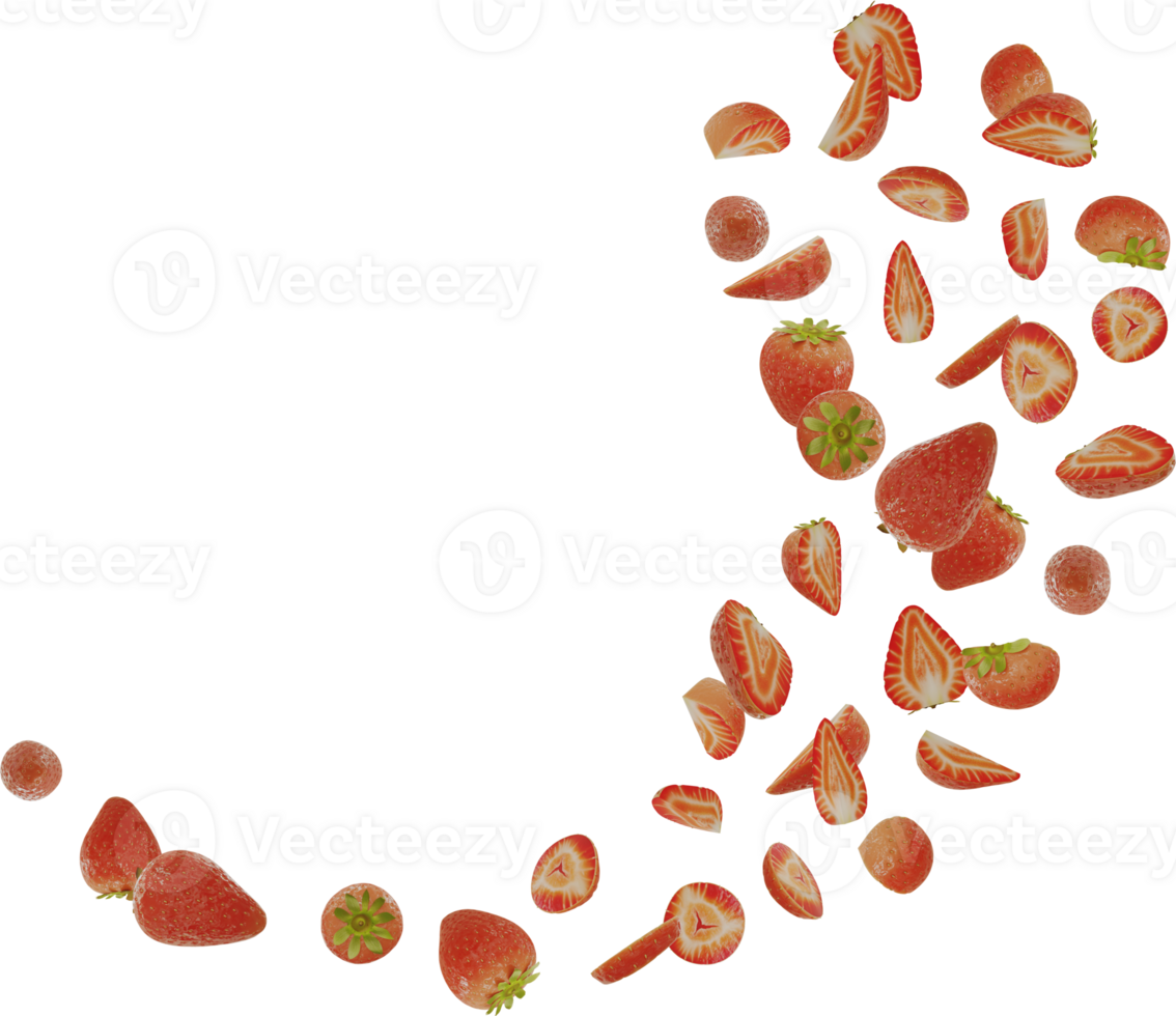 flying slices strawberry fruit png