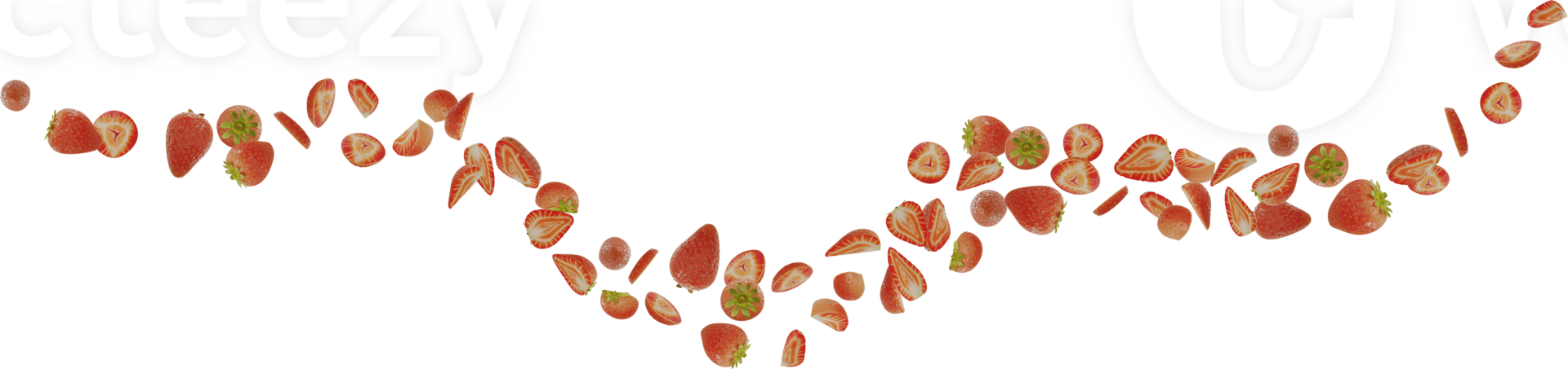 flying slices strawberry fruit png