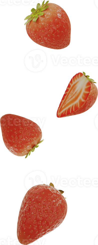 falling pieces of strawberry in the air png