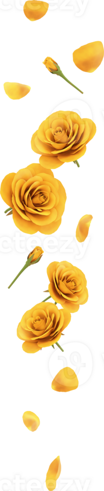 falling golden rose flower png
