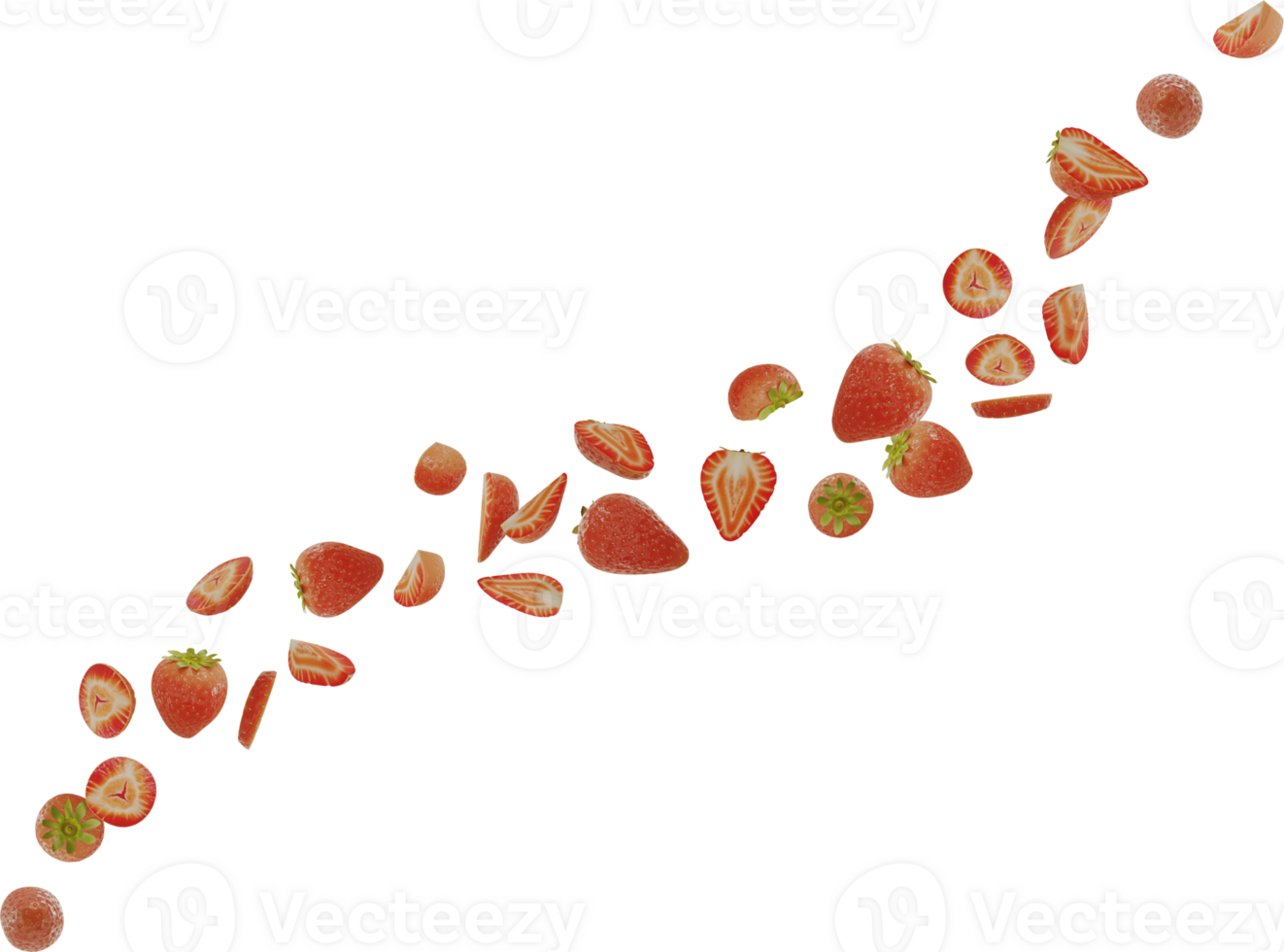 flying slices strawberry fruit png