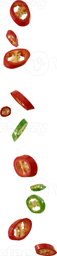 falling chilli slices png