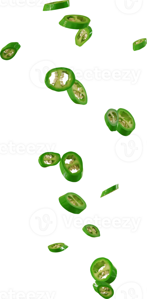 falling green chilli slices 46543925 PNG