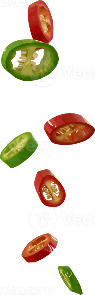 flying chili slices png