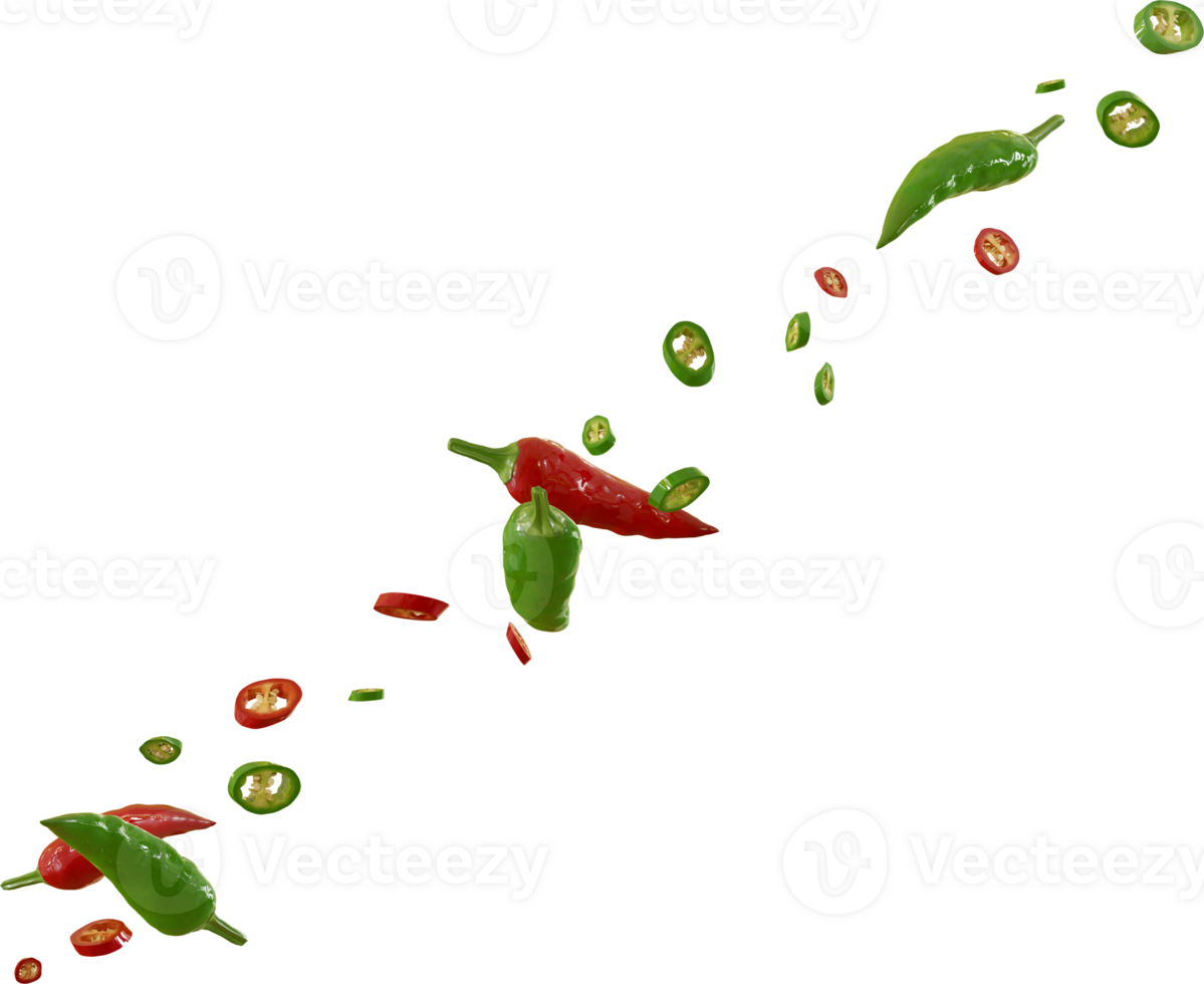 flying chili slices png