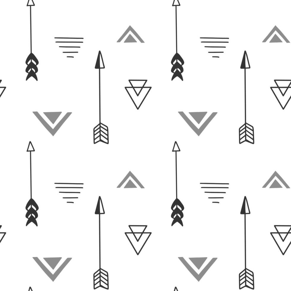 Monochrome seamless pattern with simple arrows. Geometric abstract background vector
