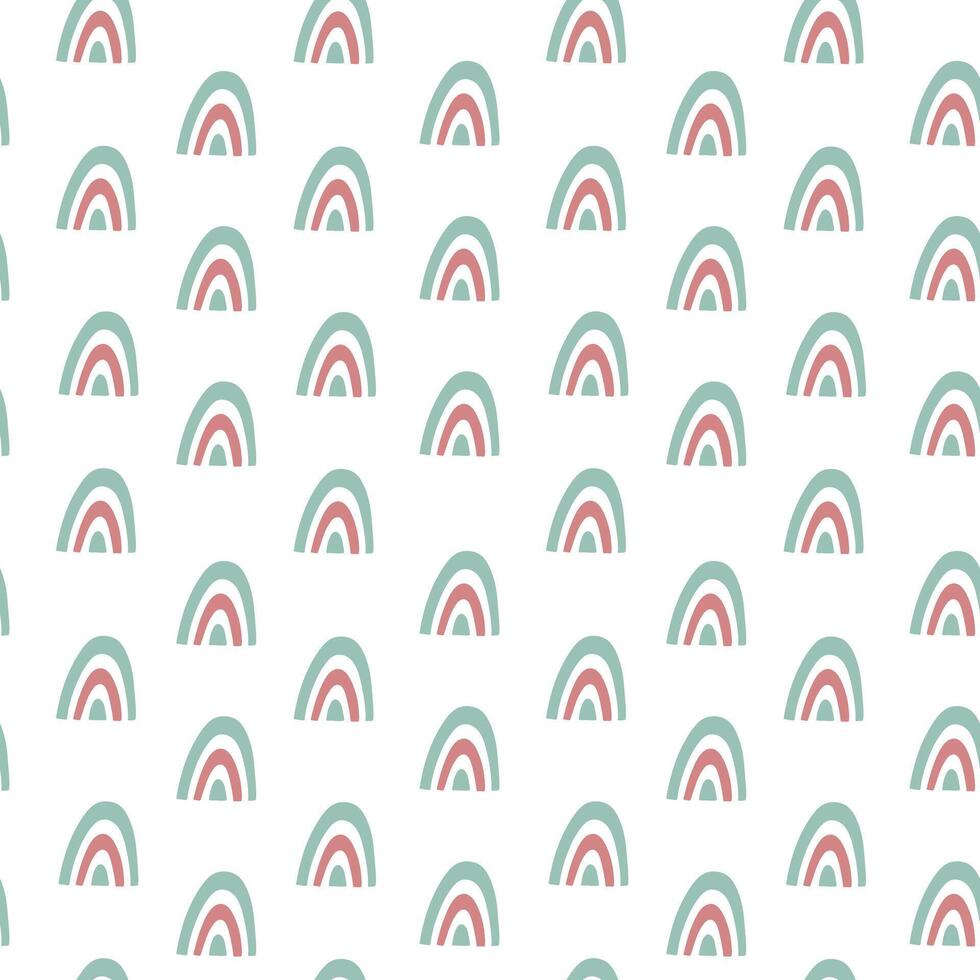Seamless pattern with simple rainbows. Scandinavian abstract background. vector