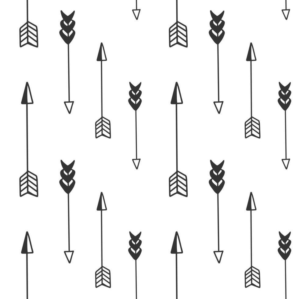 Monochrome seamless pattern with simple arrows. Geometric abstract background vector