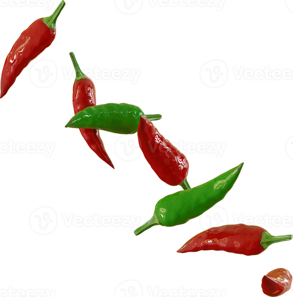 falling red and green chilli png
