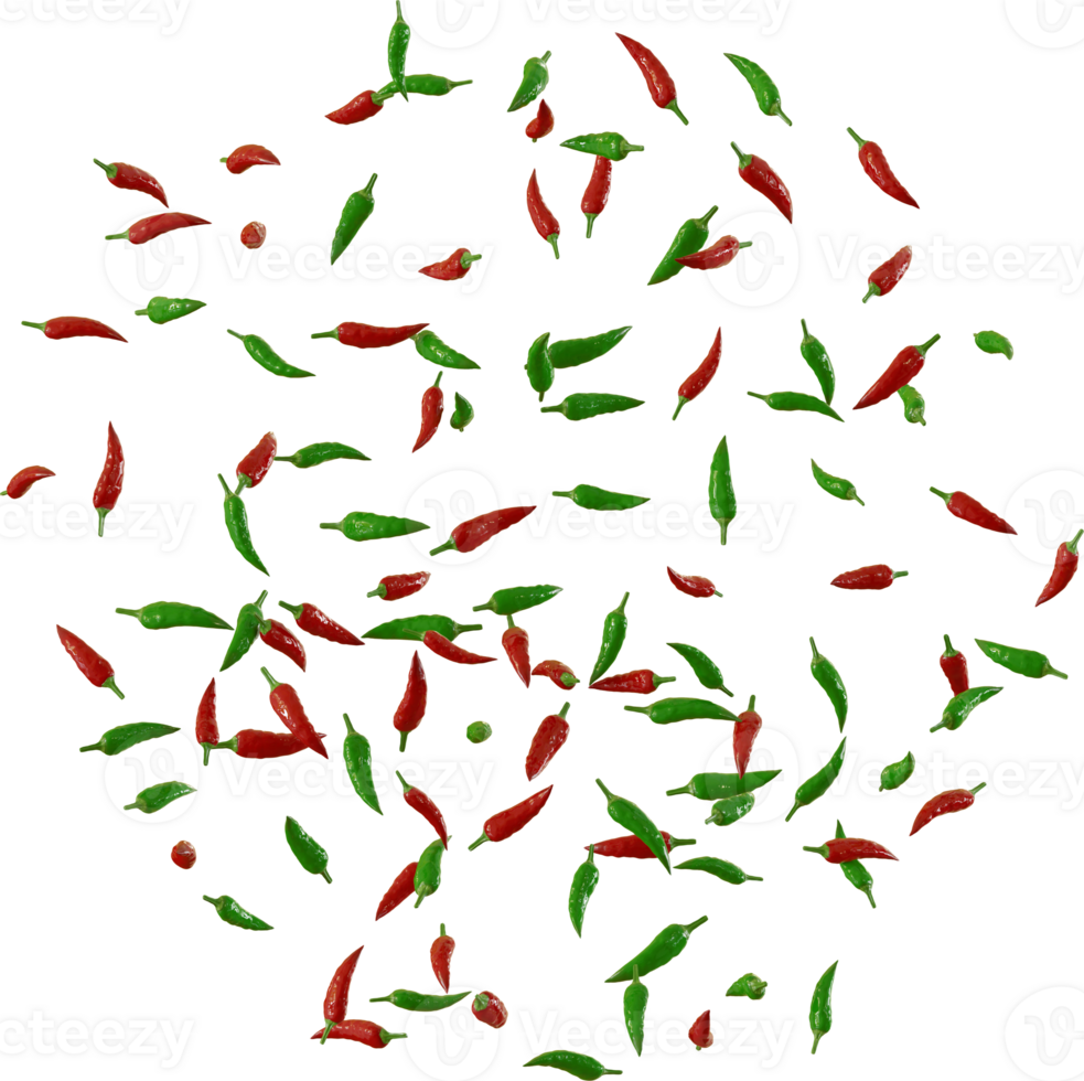 flying red and green chilli png