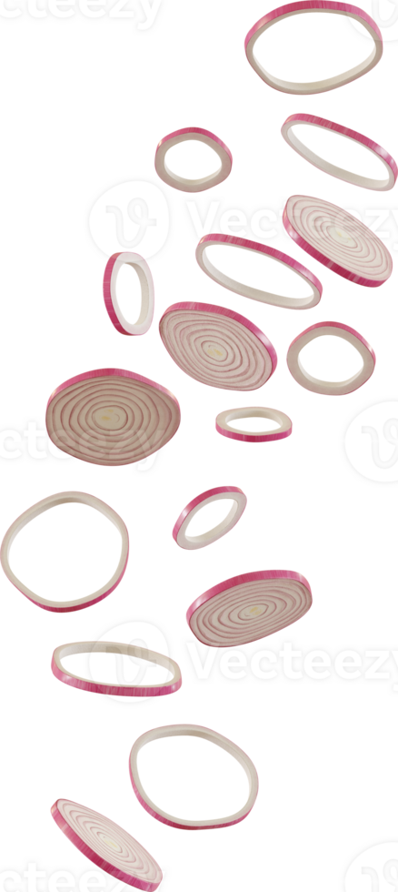 falling red onion slices png