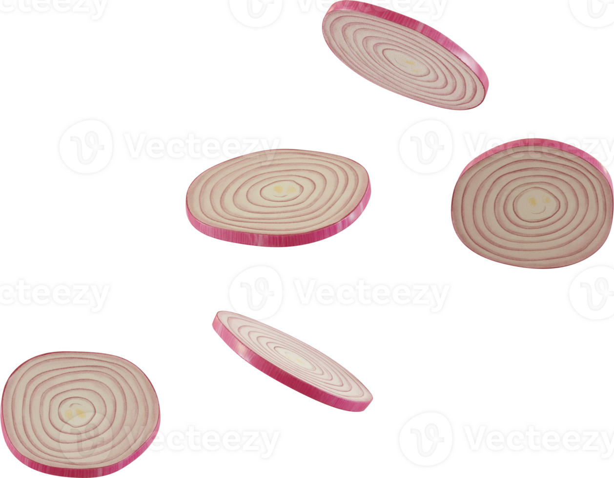 flying red onion slices png