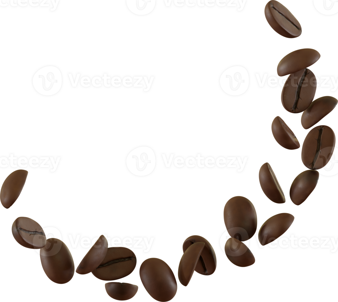 flying roasted coffee beans png