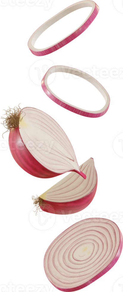 falling red onion slice png