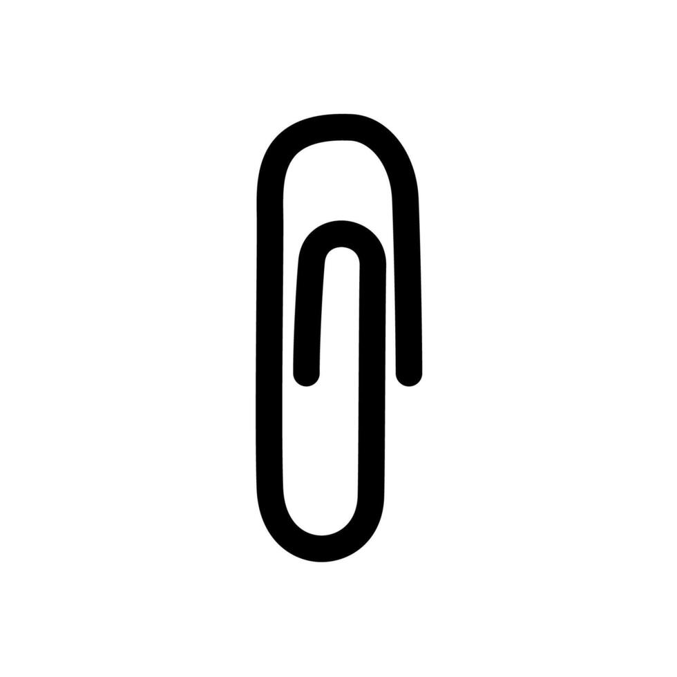 Paper clip attachment silhouette. Paperclip black icon. Attach file business document. vector