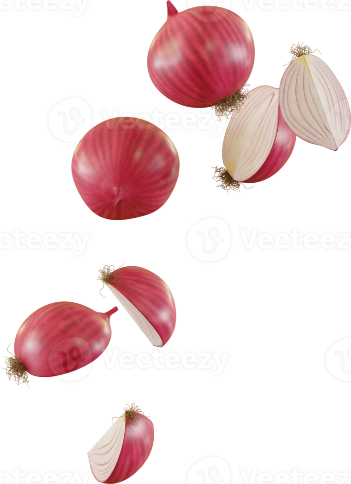 falling red onion slice png